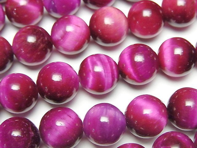 [Video] Pink color Tiger's Eye AA+ Round 10mm half or 1strand beads (aprx.15inch/36cm)