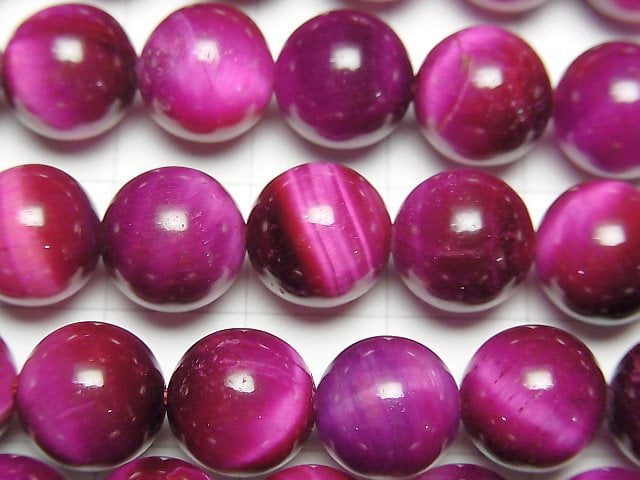 [Video] Pink color Tiger's Eye AA+ Round 10mm half or 1strand beads (aprx.15inch/36cm)