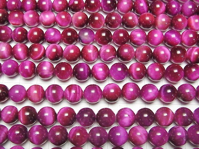 [Video] Pink color Tiger's Eye AA+ Round 10mm half or 1strand beads (aprx.15inch/36cm)