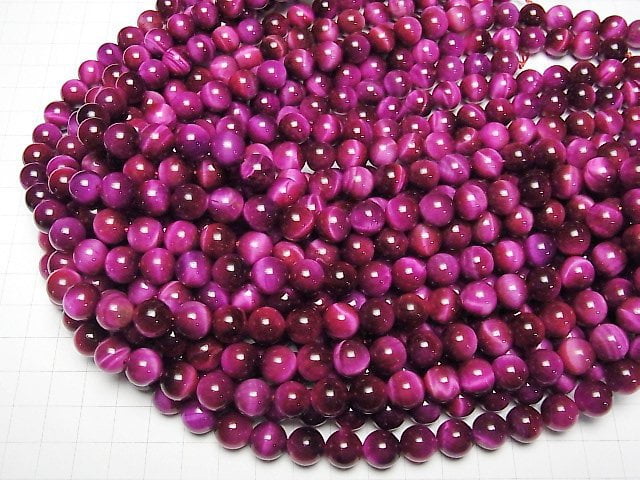 [Video] Pink color Tiger's Eye AA+ Round 10mm half or 1strand beads (aprx.15inch/36cm)