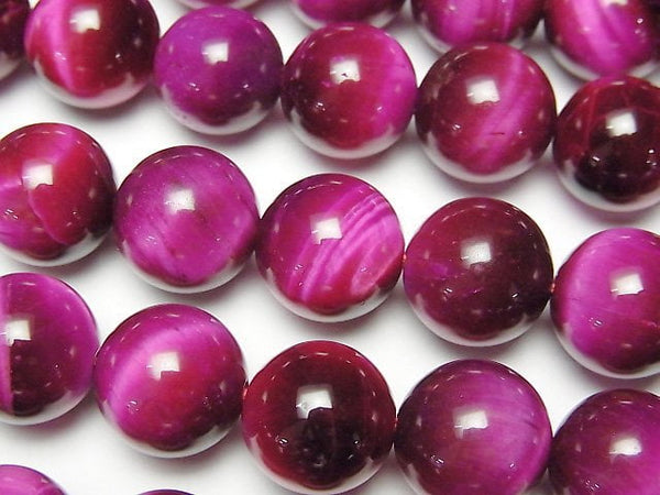 [Video] Pink color Tiger's Eye AA+ Round 12mm half or 1strand beads (aprx.15inch/36cm)