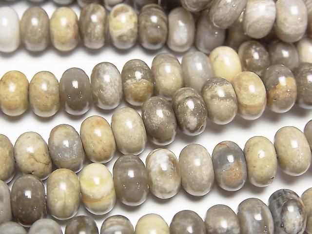 Silver Leaf Jasper Rondelle 8x8x5mm half or 1 strand beads (approx. 15 inches/38 cm)