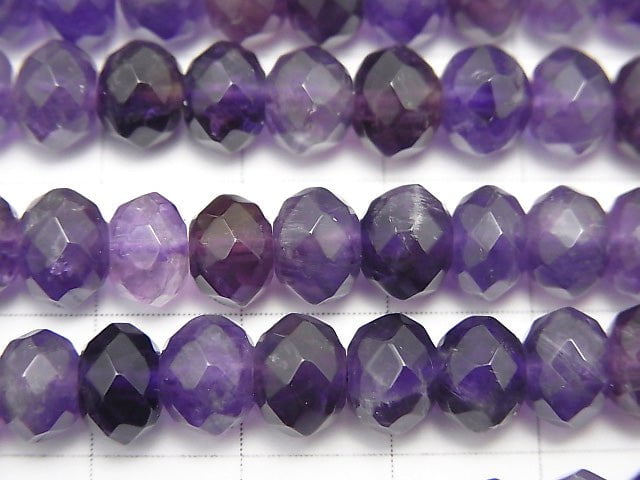 Amethyst AA Faceted Button Rondelle 8x8x5mm half or 1strand beads (aprx.15inch/38cm)