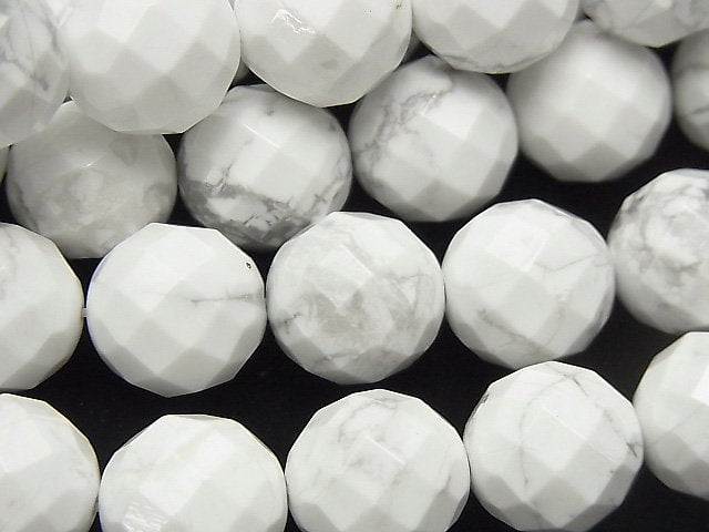 Faceted Round, Howlite Magnesite Gemstone Beads