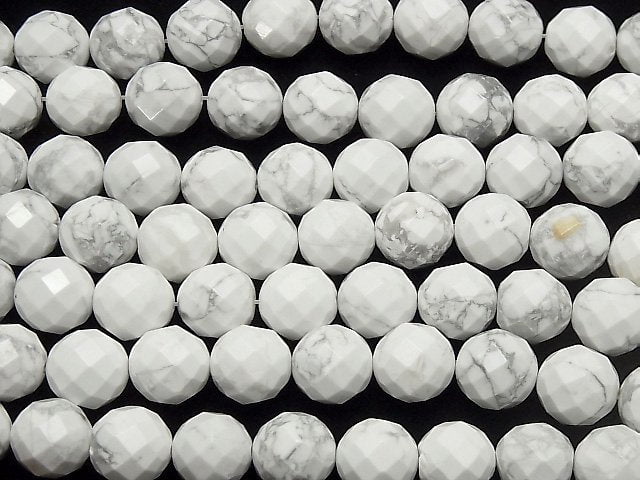 Howlite Magnesite  64Faceted Round 14mm half or 1strand beads (aprx.15inch/36cm)