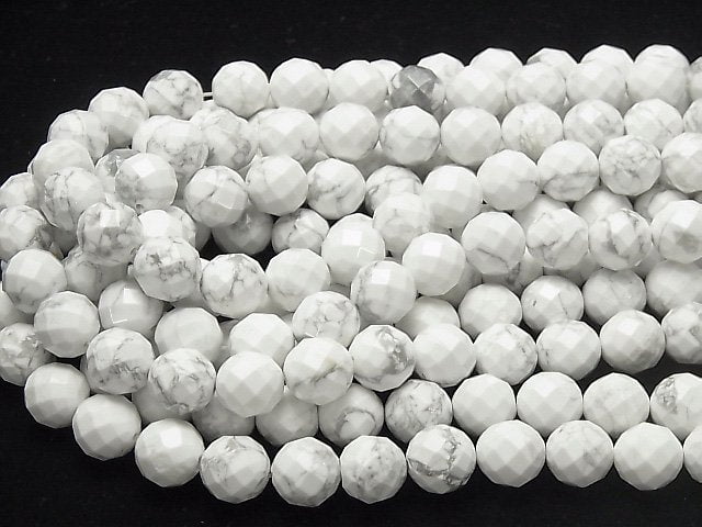 Howlite Magnesite  64Faceted Round 14mm half or 1strand beads (aprx.15inch/36cm)