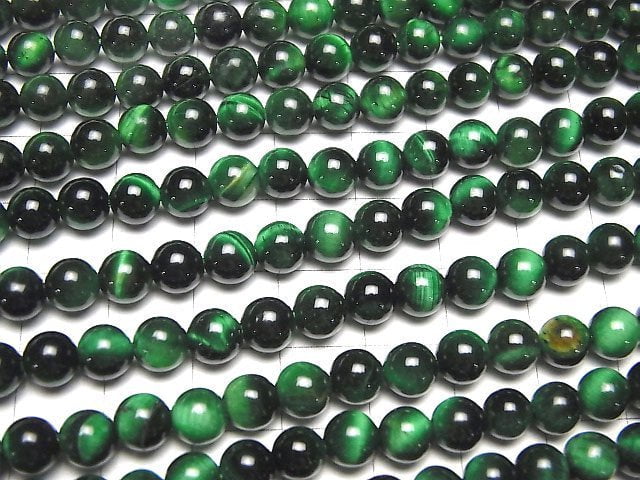 [Video] Green color Tiger's Eye AA++ Round 6mm 1strand beads (aprx.15inch/36cm)