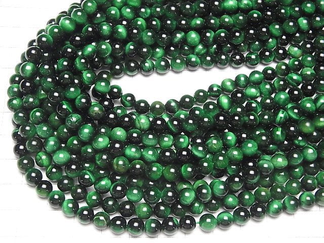 [Video] Green color Tiger's Eye AA++ Round 6mm 1strand beads (aprx.15inch/36cm)