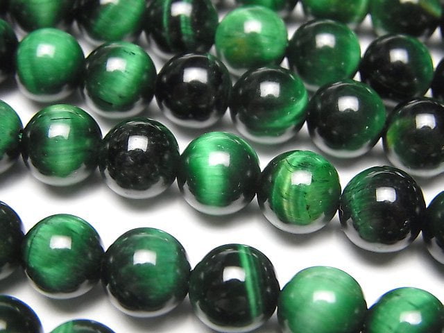 [Video] Green color Tiger's Eye AA++ Round 8mm 1strand beads (aprx.15inch/36cm)