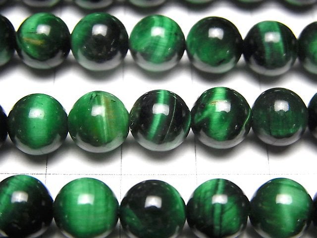 [Video] Green color Tiger's Eye AA ++ Round 8mm 1strand beads (aprx.15inch / 37cm)