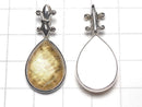 Meteorite w/Fleur Bail Pear shape Pendant 20x15x6mm Yellow Gold Silver925