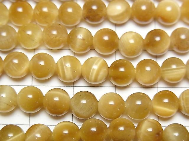 [Video] Golden Tiger's Eye AA++ Round 6.5mm 1-strand beads (approx. 15 inches/36 cm)