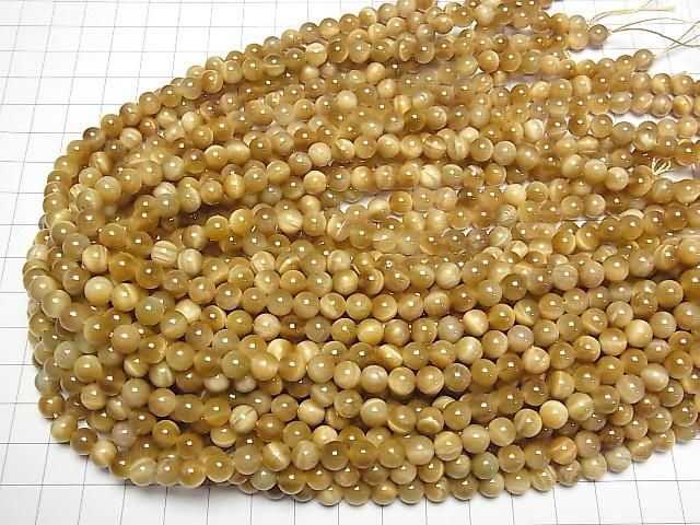 [Video] Golden Tiger's Eye AA++ Round 6.5mm 1-strand beads (approx. 15 inches/36 cm)