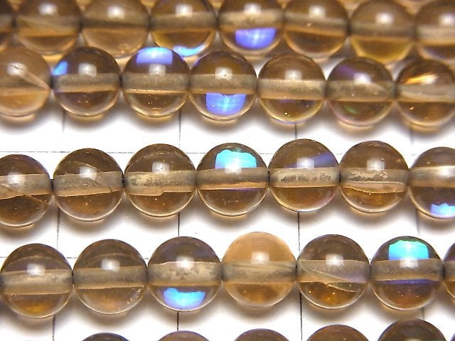 [Video]Brown Luna Flash Round 6mm 1strand beads (aprx.15inch/37cm)