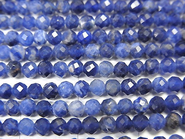 High Quality!  Sodalite AA++ Faceted Round 3mm  1strand beads (aprx.15inch/37cm)