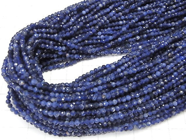 High Quality!  Sodalite AA++ Faceted Round 3mm  1strand beads (aprx.15inch/37cm)