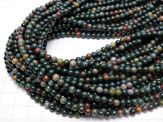 Bloodstone  Round 4mm 1strand beads (aprx.15inch/38cm)