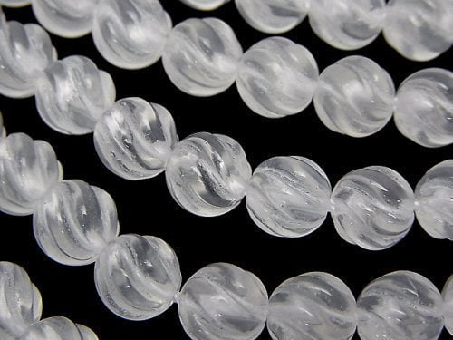 Milky Quartz, Round, Twist Gemstone Beads