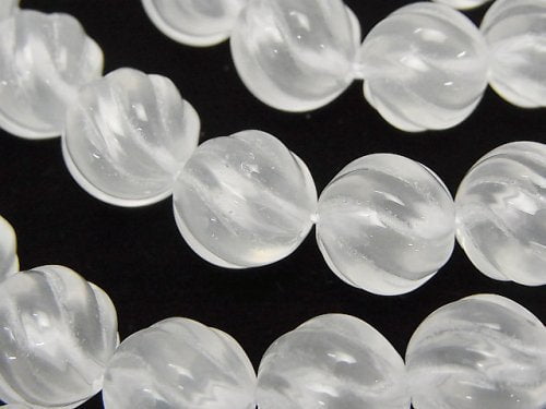 Milky Quartz, Round, Twist Gemstone Beads