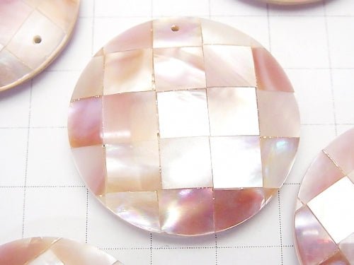 Mosaic Shell Coin 35x35x8mm Pink 1pc $4.79!