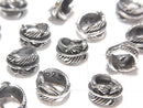 Silver925 Feather Design Rondelle 9x9x6mm 1pc