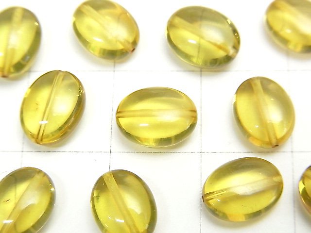 [Video] Yellow Green Amber AAA Oval 9x7x4mm 4pcs-1strand beads (aprx.15inch / 38cm)