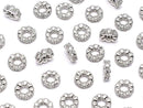 Metal parts Rondelle 4x4x1.5mm (with CZ) Silver color 5pcs