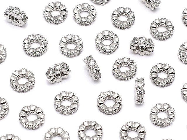 Metal parts Roundel 4x4x1.5mm (with CZ) Silver color 5pcs