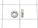 Metal parts Rondelle 4x4x1.5mm (with CZ) Silver color 5pcs