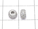 Metal Rondelle 6x6x3.5mm (with CZ) Silver color 1pc