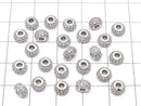 Metal Rondelle 6x6x3.5mm (with CZ) Silver color 1pc