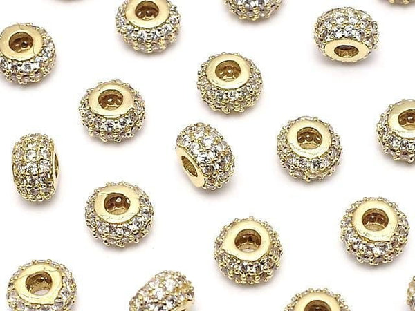 Metal Rondelle 6x6x3.5mm (with CZ) Gold Color 1pc