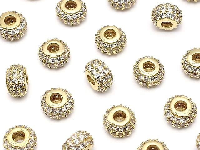 Metal Rondelle 6x6x3.5mm (with CZ) Gold Color 1pc