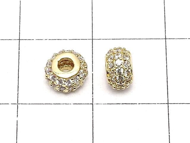 Metal Rondelle 6x6x3.5mm (with CZ) Gold Color 1pc
