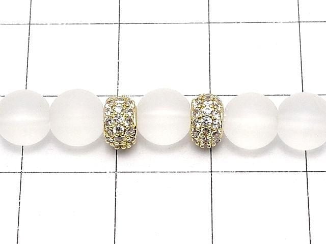 Metal Rondelle 6x6x3.5mm (with CZ) Gold Color 1pc