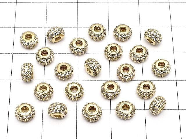 Metal Rondelle 6x6x3.5mm (with CZ) Gold Color 1pc