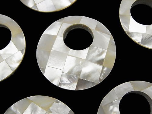 [Video] Mosaic Shell Coin (Donut) 35mm White 1pc