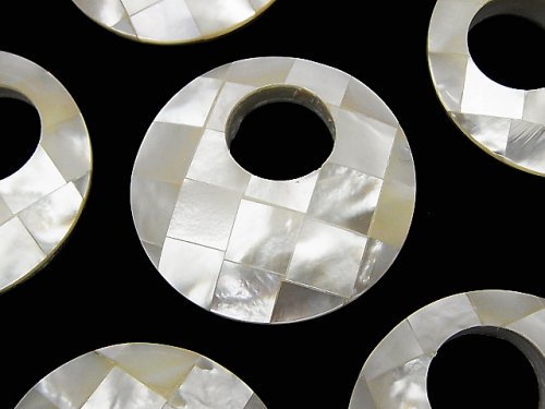 Mosaic Shell Coin (Donut) 35mm White 1pc