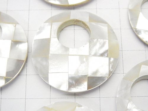 [Video] Mosaic Shell Coin (Donut) 35mm White 1pc