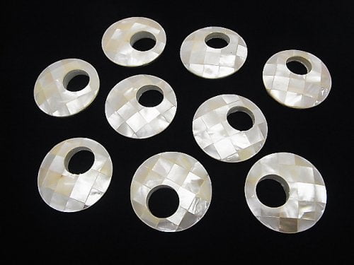 Mosaic Shell Coin (Donut) 35mm White 1pc