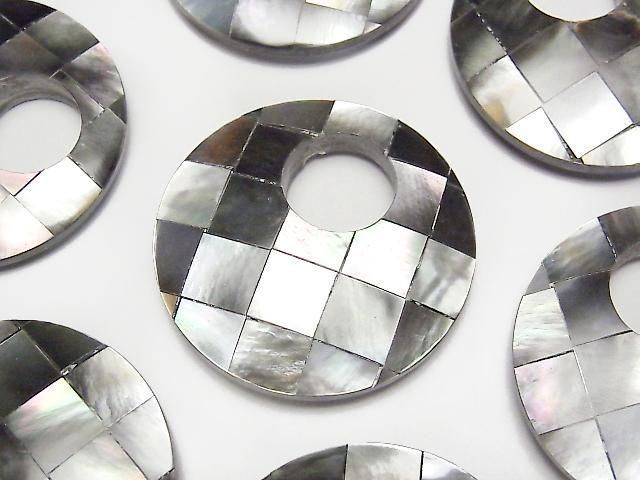[Video] Mosaic Shell Coin (Donut) 35mm Black 1pc