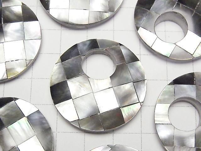 [Video] Mosaic Shell Coin (Donut) 35mm Black 1pc
