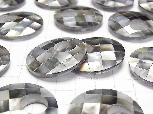 [Video] Mosaic Shell Coin (Donut) 35mm Black 1pc