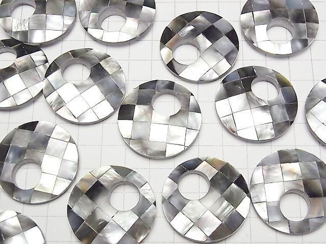 [Video] Mosaic Shell Coin (Donut) 35mm Black 1pc