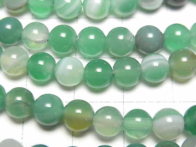 1strand $4.79! Green Stripe Agate Round 6mm 1strand beads (aprx.15inch / 36cm)