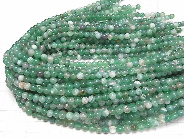 1strand $4.79! Green Stripe Agate Round 6mm 1strand beads (aprx.15inch / 36cm)