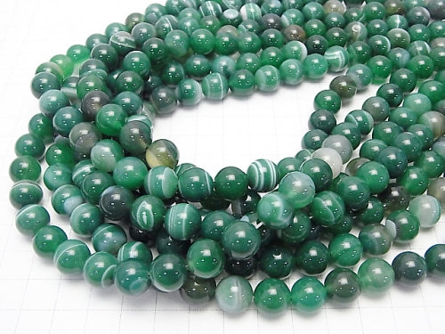 1strand $6.79! Green Stripe Agate Round 10mm 1strand beads (aprx.15inch / 36cm)