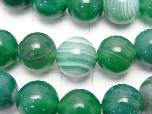 1strand $7.79! Green Stripe Agate Round 12mm 1strand beads (aprx.15inch / 36cm)