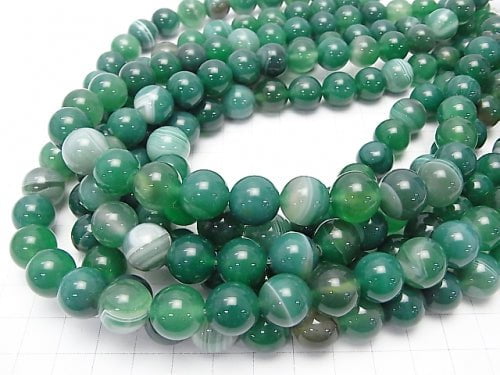 1strand $7.79! Green Stripe Agate Round 12mm 1strand beads (aprx.15inch / 36cm)