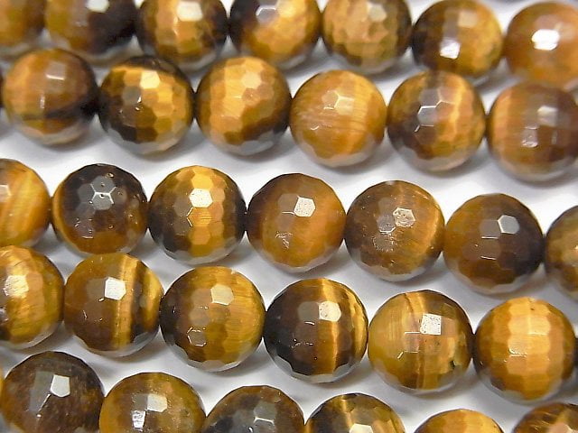 Faceted Round, Tiger's Eye Gemstone Beads